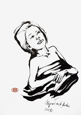 Zeichnung 'K. mit Decke I', Serie 'Kiyomi', 2002