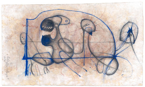 Zeichnung 'Keilschrift in Wallungen', 1996